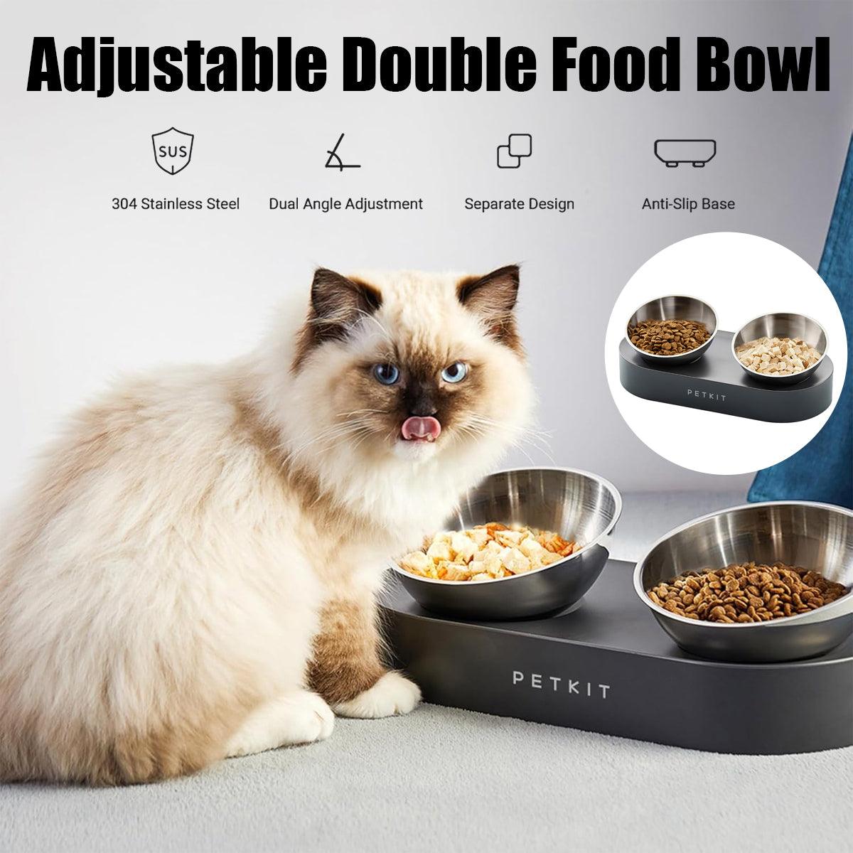 PETKIT 15° Adjustable Double Pet Bowl Stainless Steel Raised Feeder