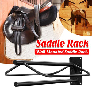 Wall-Mounted Saddle Rack With Double Saddle Pad Holder