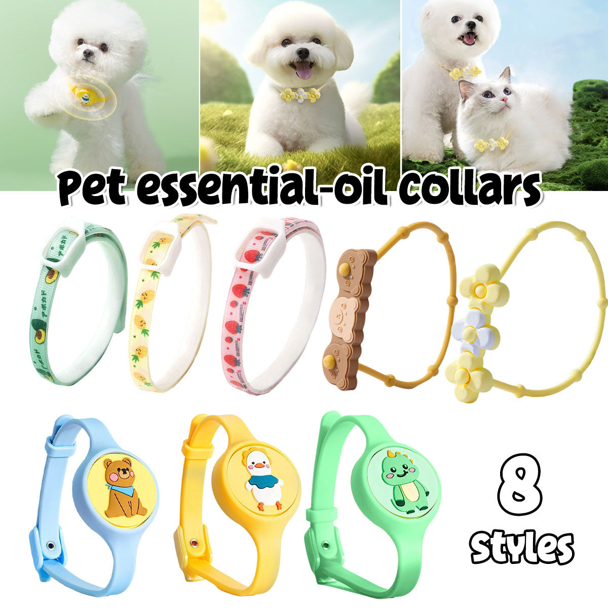 Cute Animal Essential Oil Collar for Dogs and Cats to Prevent Mosquito Bites