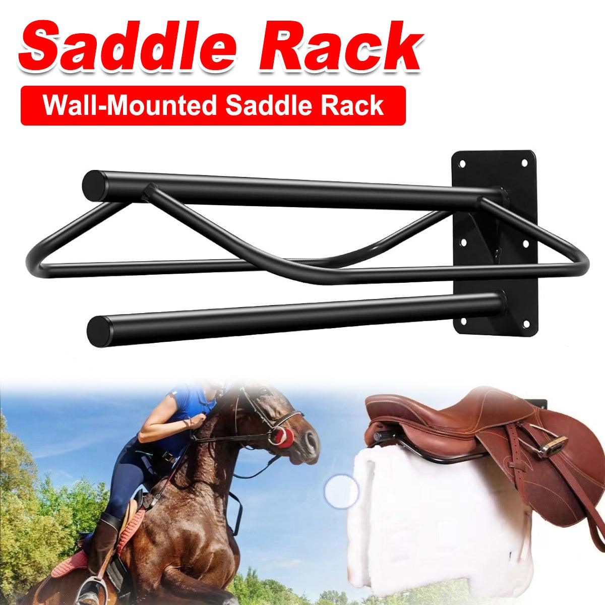 Wall-Mounted Saddle Rack With Double Saddle Pad Holder