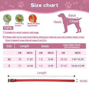 Adjustable Leather Pet Collar for Dogs & Cats Durable PU Leather in 3 Colours