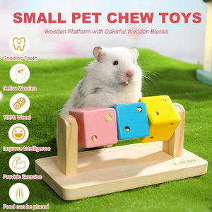 Wooden Chew Toy with Colorful Blocks Small Pet Toys