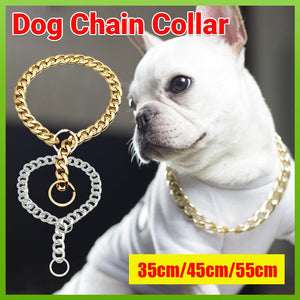 Heavy-Duty Dog Chain Collar Silver