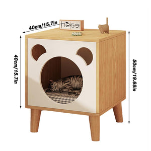 Multifunctional Cat Bedside Table Cozy Cat House and Nightstand