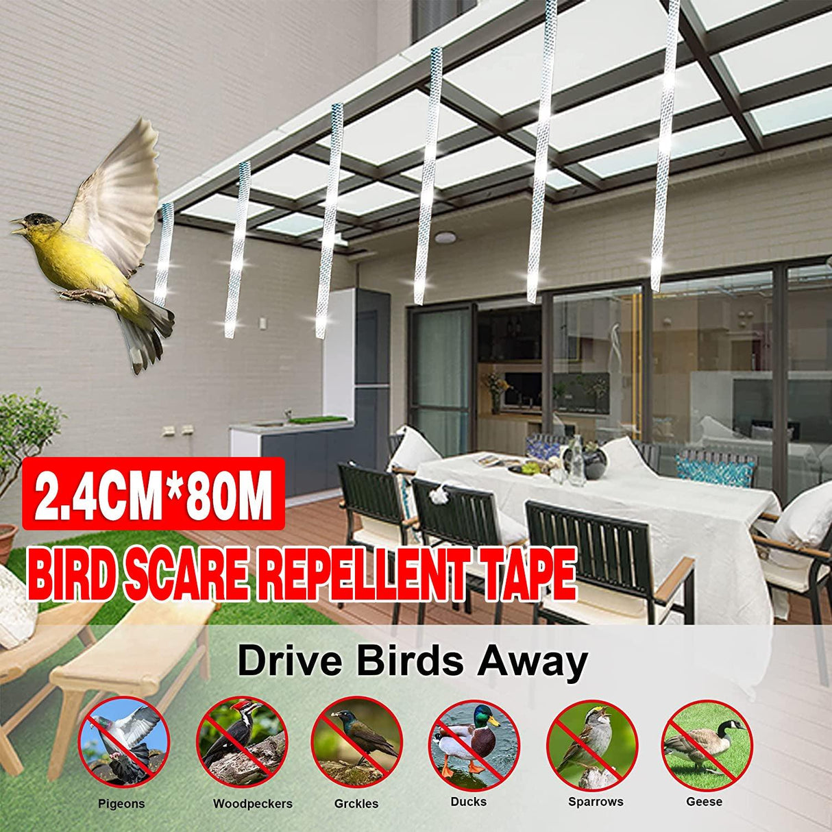 Visual Flash Anti-Bird Tape 2.4cm*80m