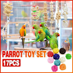 17PCS Bird Toys Swing Toys