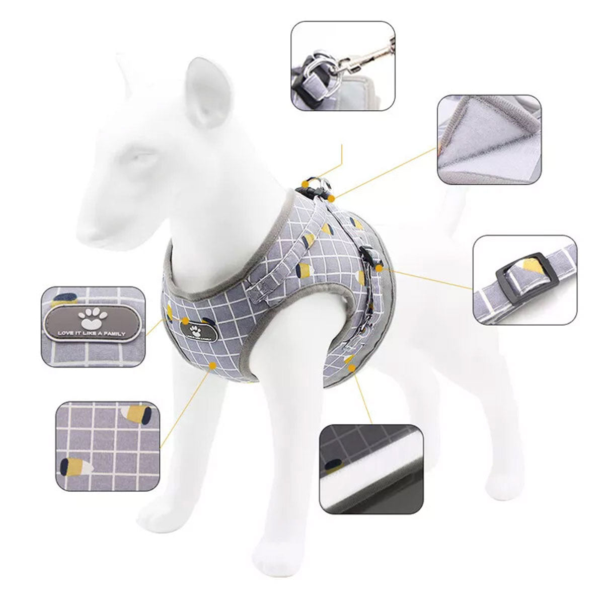 Adjustable Mesh Pet Vest Harness & Leash Cat Dog Kitten Walk Collar