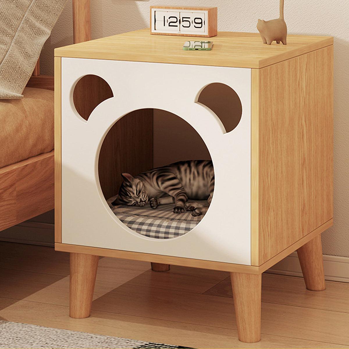 Multifunctional Cat Bedside Table Cozy Cat House and Nightstand