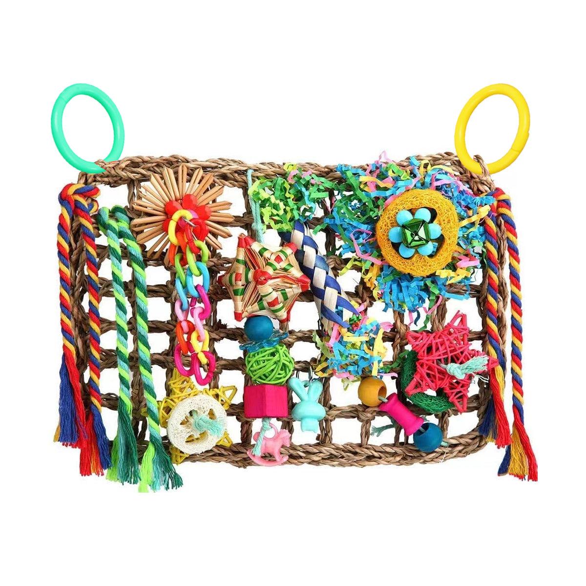 Bird Parrot Cage Toy Colourful Rattan Balls Puzzle Net Bird Supplies