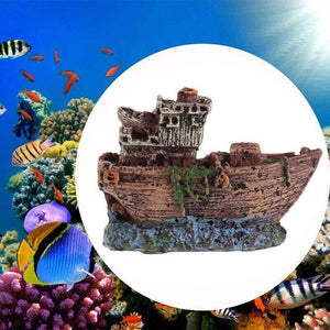 Aquarium Fish Tank Boat Ornament Pirate Ships Resin Landscape Underwater Decor