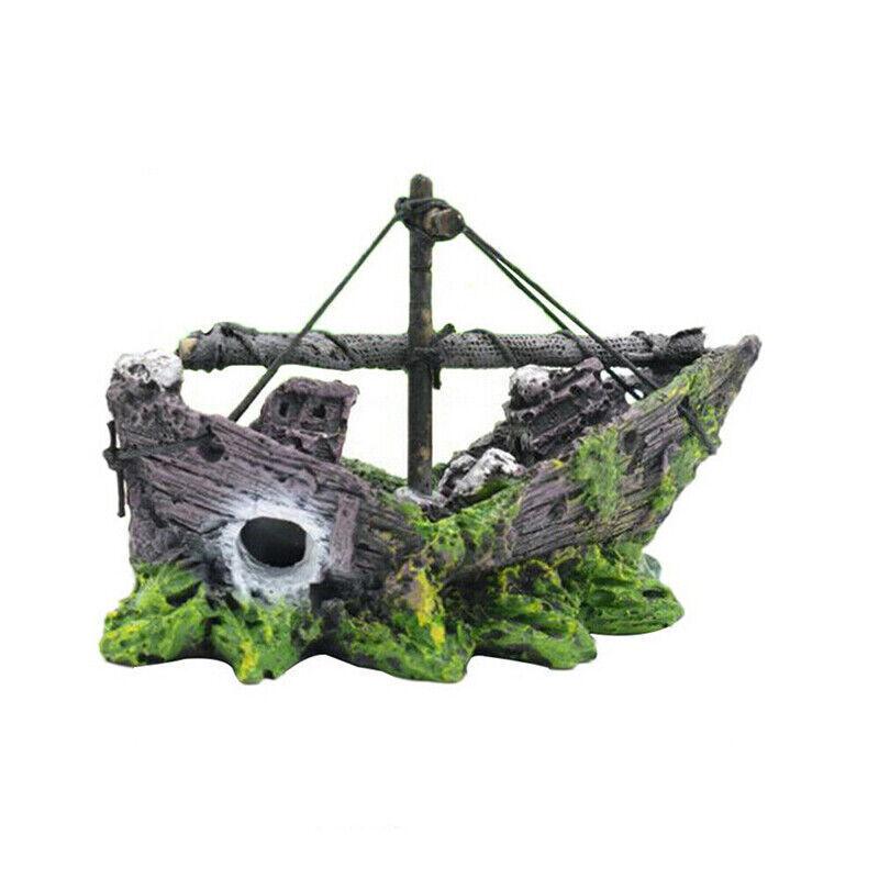 Aquarium Fish Tank Boat Ornament Pirate Ships Resin Landscape Underwater Decor