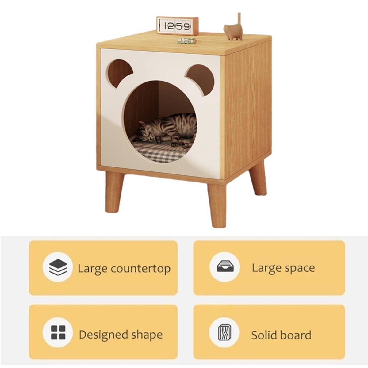 Multifunctional Cat Bedside Table Cozy Cat House and Nightstand