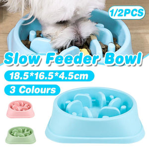 Nonslip Dog Slow Feeder Bowl Blue