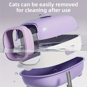 Large Enclosed Cat Litter Box Odor-Free with UV Sterilization & Flip Cover