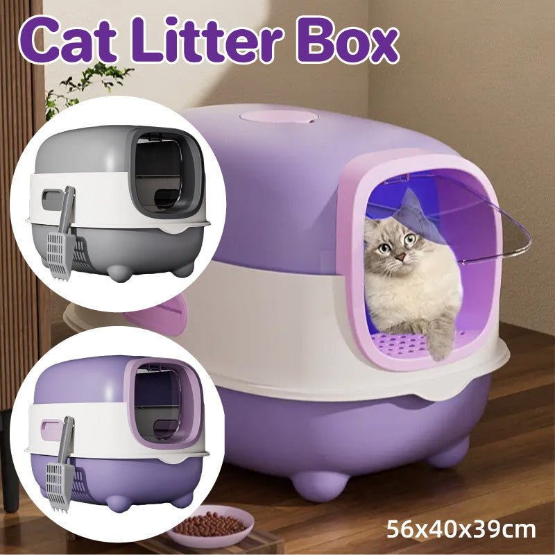 Large Enclosed Cat Litter Box Odor-Free with UV Sterilization & Flip Cover