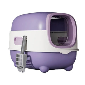 Large Enclosed Cat Litter Box Odor-Free with UV Sterilization & Flip Cover