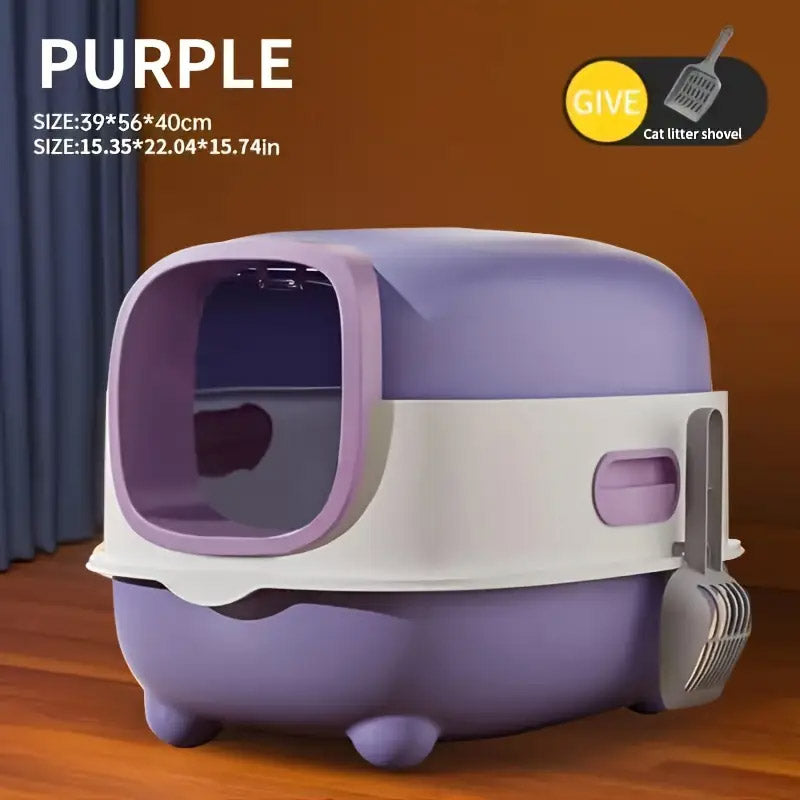 Large Enclosed Cat Litter Box Odor-Free with UV Sterilization & Flip Cover