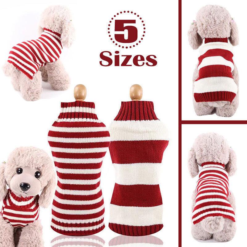 Pet Jumper Sweater Knitwear Red Thick Stripes