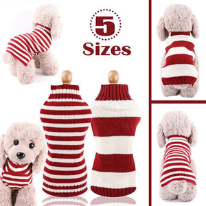 Pet Jumper Sweater Knitwear Red Thick Stripes