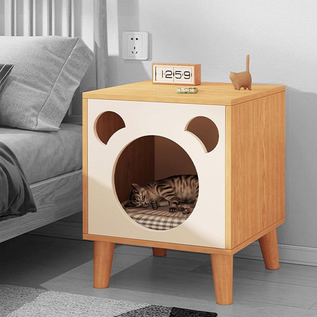 Multifunctional Cat Bedside Table Cozy Cat House and Nightstand