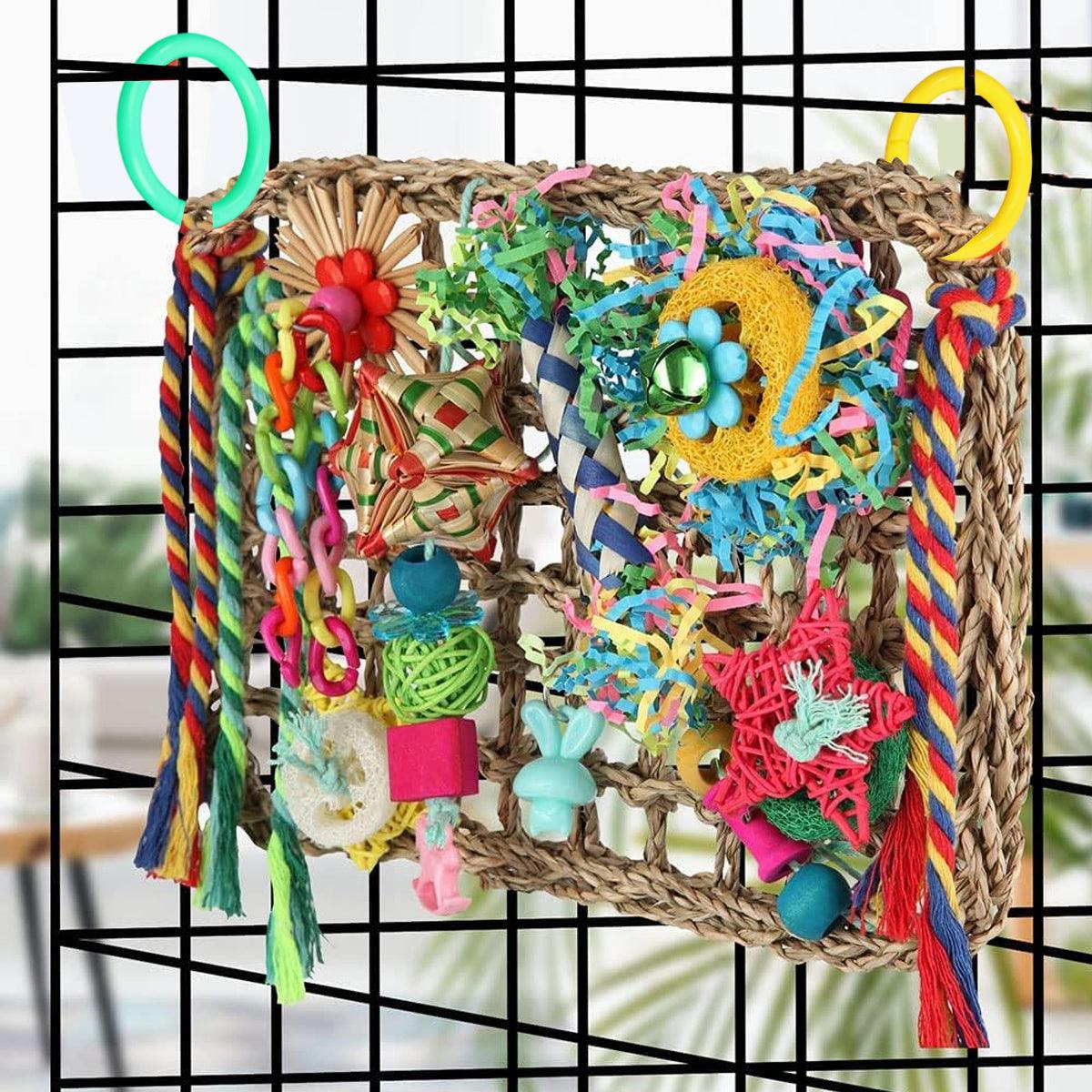 Bird Parrot Cage Toy Colourful Rattan Balls Puzzle Net Bird Supplies