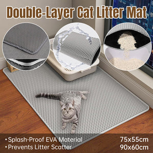 Double-layer cat litter mat – Waterproof, non-slip, and easy to clean.