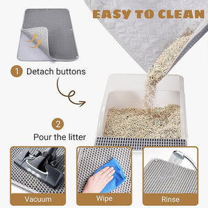 Double-Layer Cat Litter Mat Waterproof Non-Slip & Easy to Clean