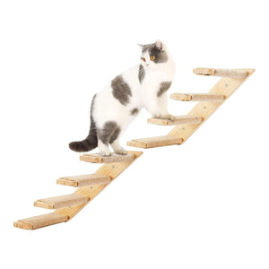 Wall-Mounted Cat Stairs Wooden Climbing Steps with Sisal for Cats