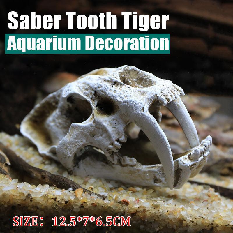 Fish Tank Saber Tooth Tiger Skull Hide Ornament