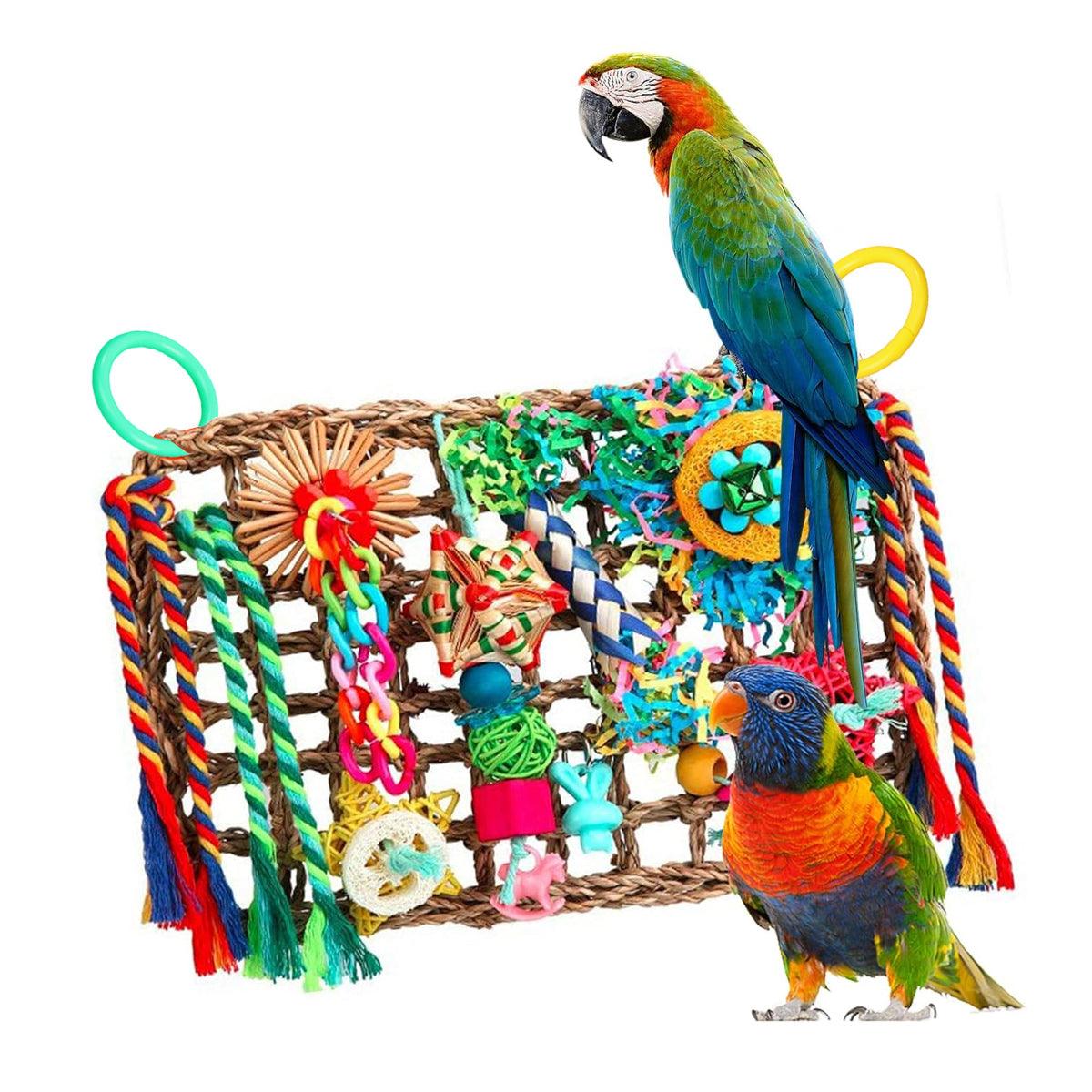 Bird Parrot Cage Toy Colourful Rattan Balls Puzzle Net Bird Supplies