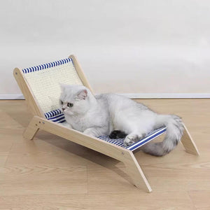 Cat Hammock Bed Summer Recliner with Scratch Post & Breathable Fabric