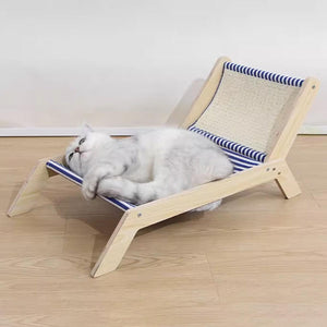 Cat Hammock Bed Summer Recliner with Scratch Post & Breathable Fabric