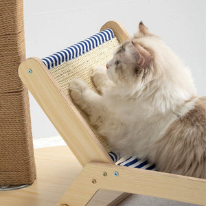 Cat Hammock Bed Summer Recliner with Scratch Post & Breathable Fabric