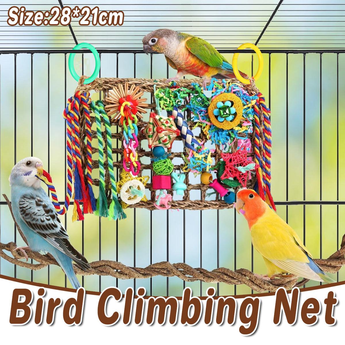 Bird Parrot Cage Toy Colourful Rattan Balls Puzzle Net Bird Supplies