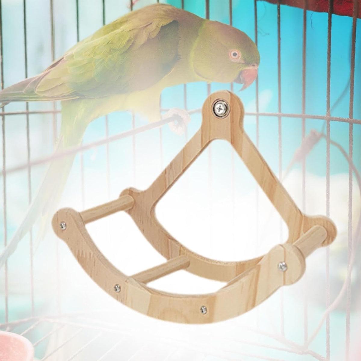 Wooden Parrot Exercise Wheel Silent & Durable Bird Cage Toy