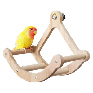 Wooden Parrot Exercise Wheel Silent & Durable Bird Cage Toy