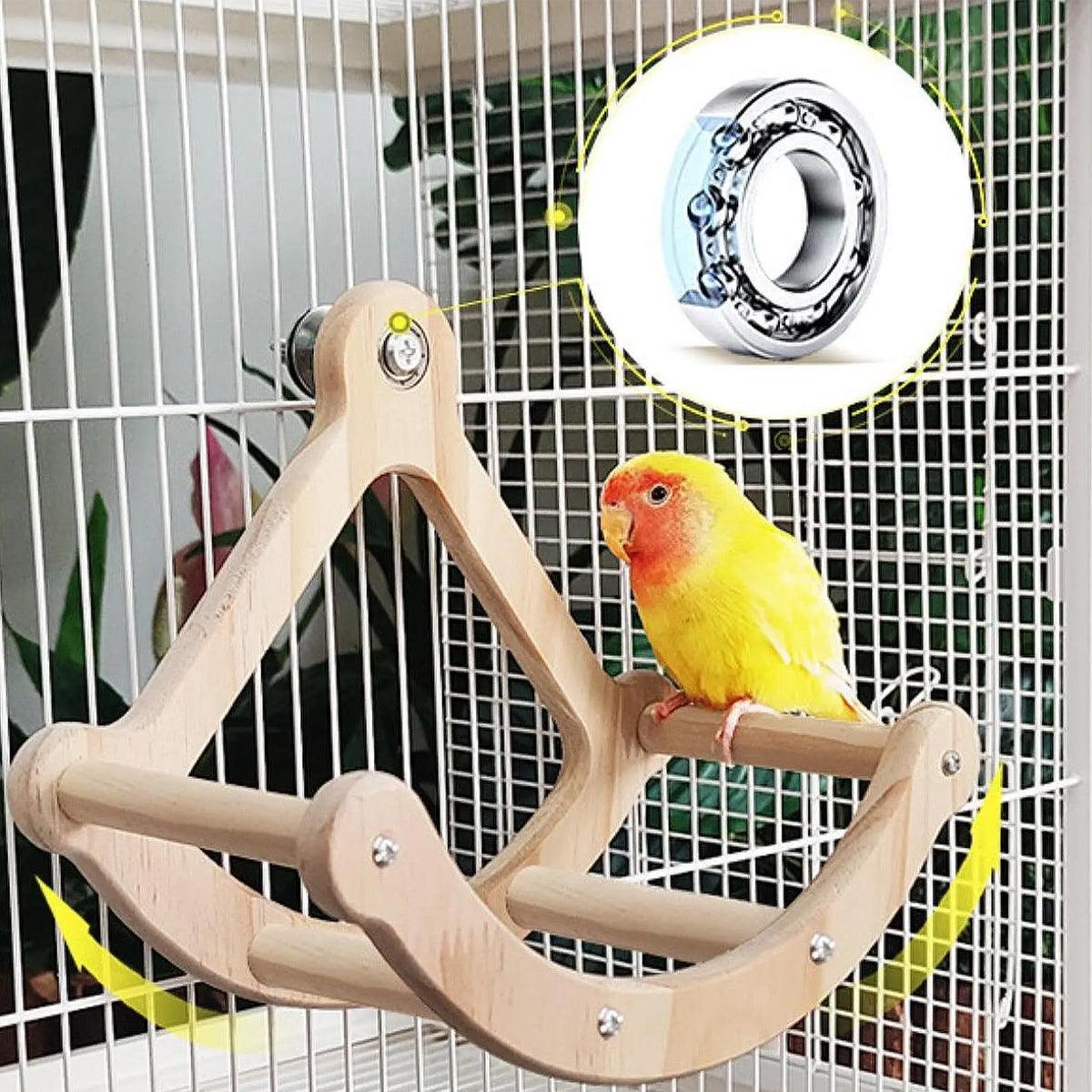 Wooden Parrot Exercise Wheel Silent & Durable Bird Cage Toy