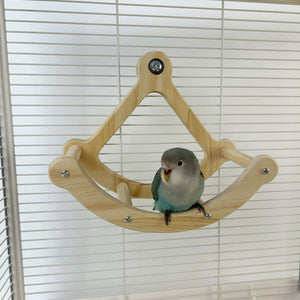 Wooden Parrot Exercise Wheel Silent & Durable Bird Cage Toy