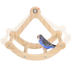 Wooden Parrot Exercise Wheel Silent & Durable Bird Cage Toy