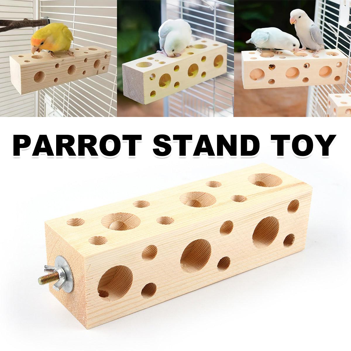 Parrot Stand Toy for Bird Cage Durable Pine Wood Perch for Exercise and Play