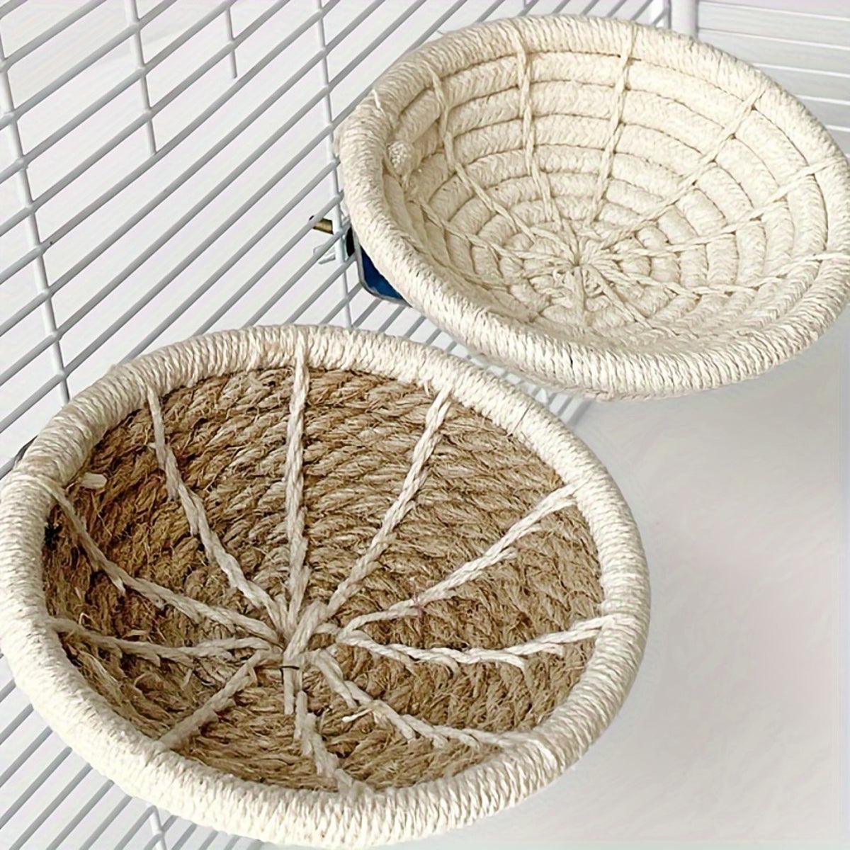 Handwoven Bird Nest for Small Birds Natural Cotton & Hemp Rope Shelter