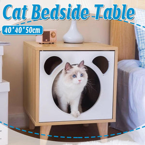 Multifunctional Cat Bedside Table Cozy Cat House and Nightstand