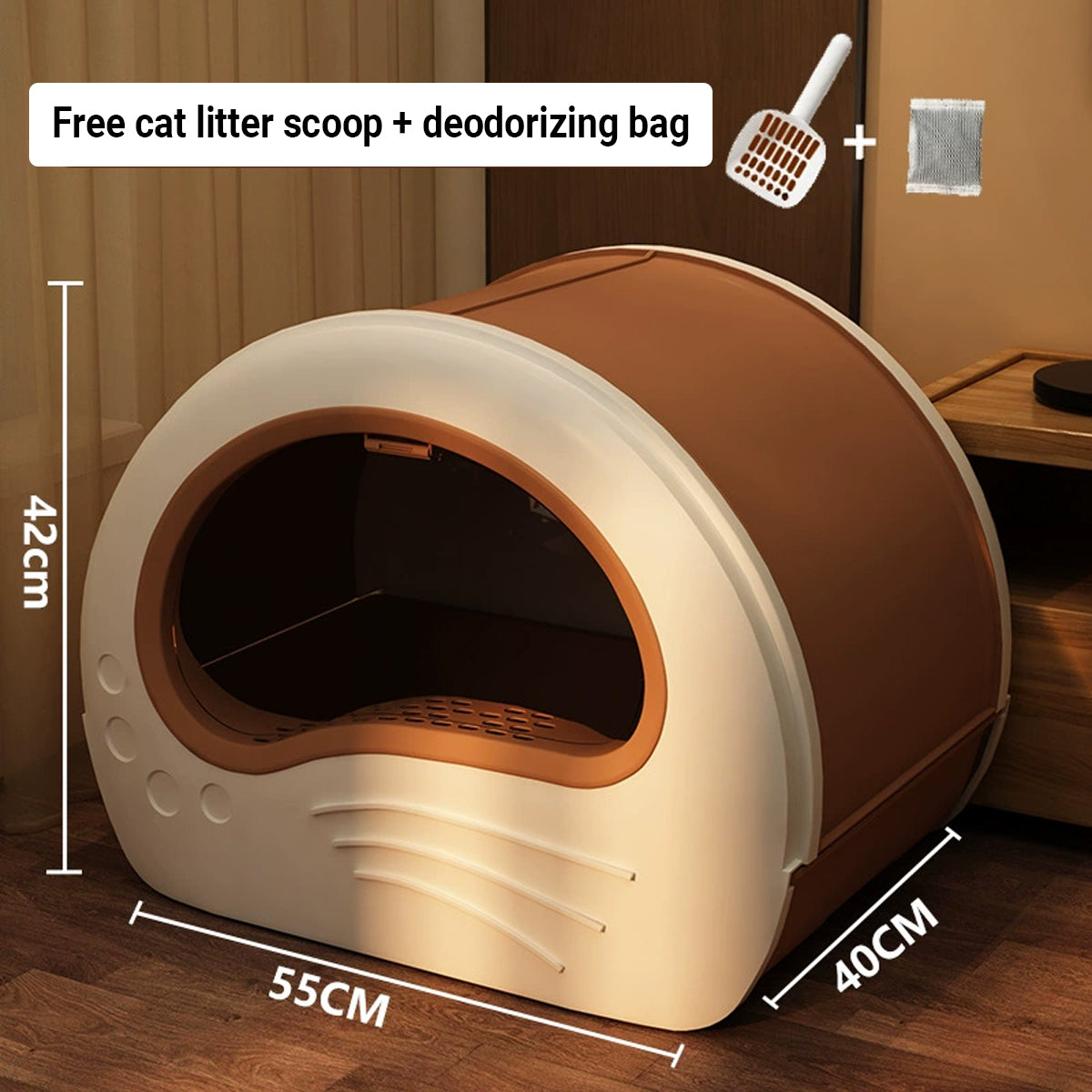 Spacious & Hygienic Enclosed Cat Litter Box with Drawer for Easy Cleaning