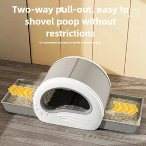 Spacious & Hygienic Enclosed Cat Litter Box with Drawer for Easy Cleaning