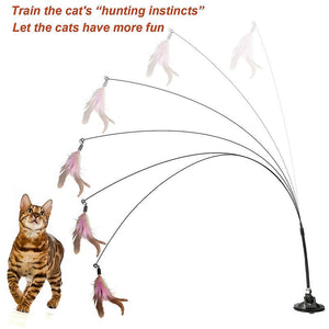 6x Interactive Cat Toys Stick with Suction Cup