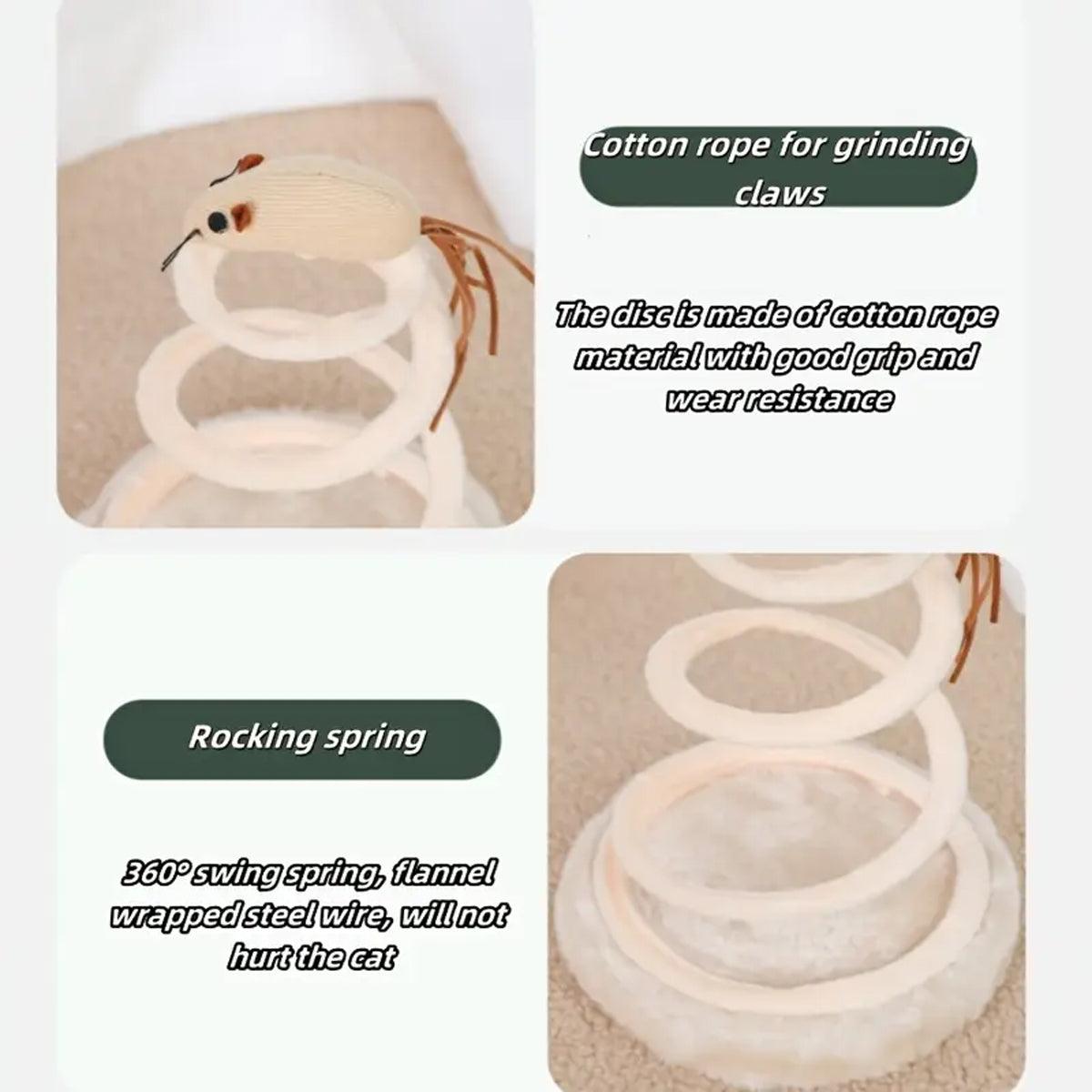 Cat Scratching Board Toy Spiral Design with Mouse or Fish