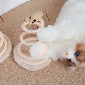 Cat Scratching Board Toy Spiral Design with Mouse or Fish