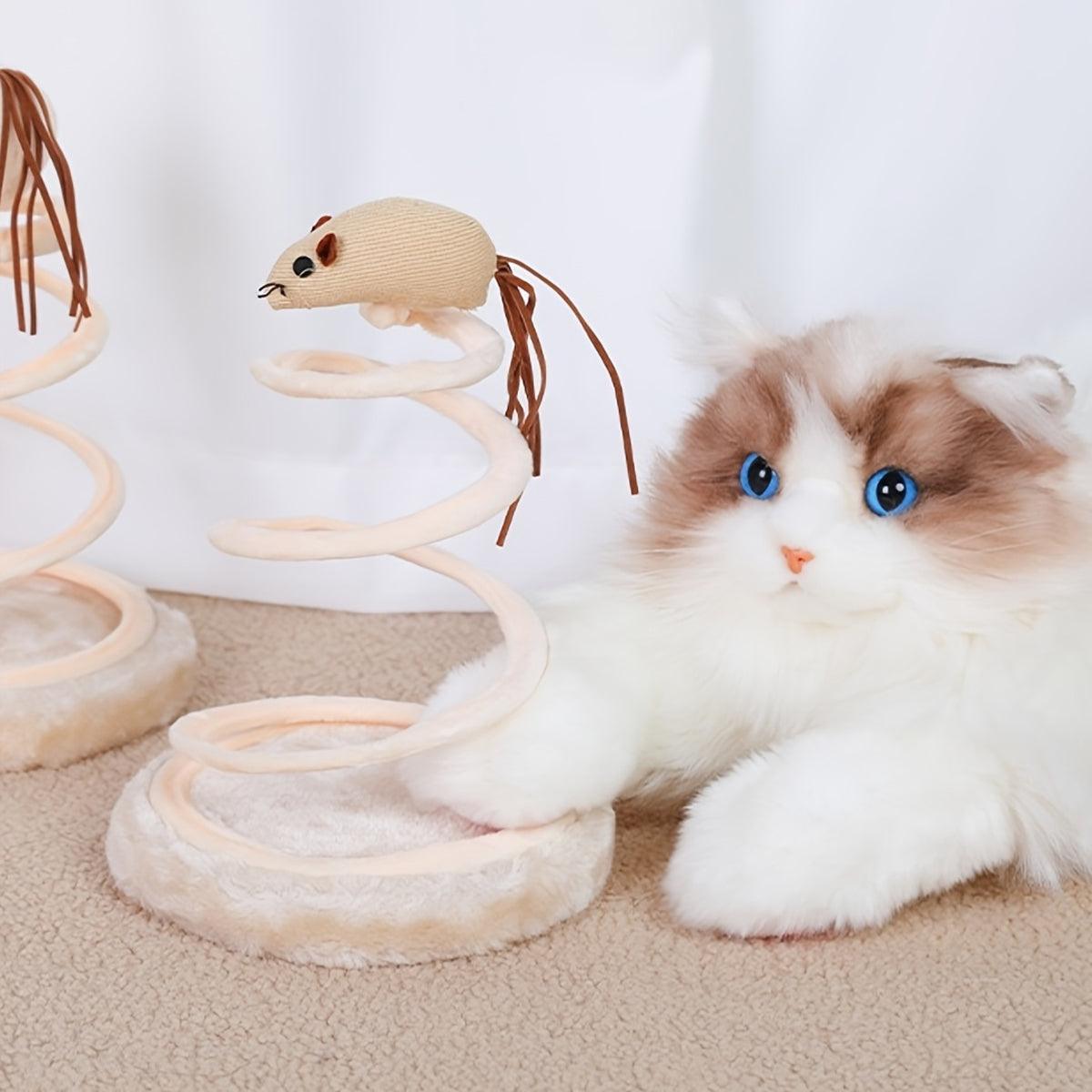 Cat Scratching Board Toy Spiral Design with Mouse or Fish