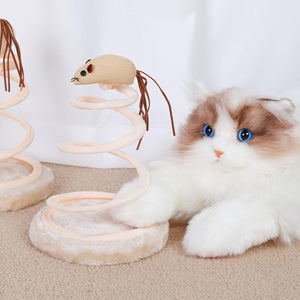 Cat Scratching Board Toy Spiral Design with Mouse or Fish