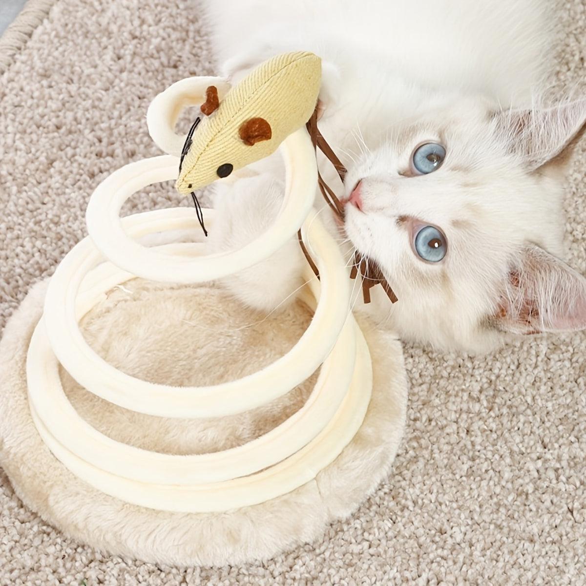 Cat Scratching Board Toy Spiral Design with Mouse or Fish